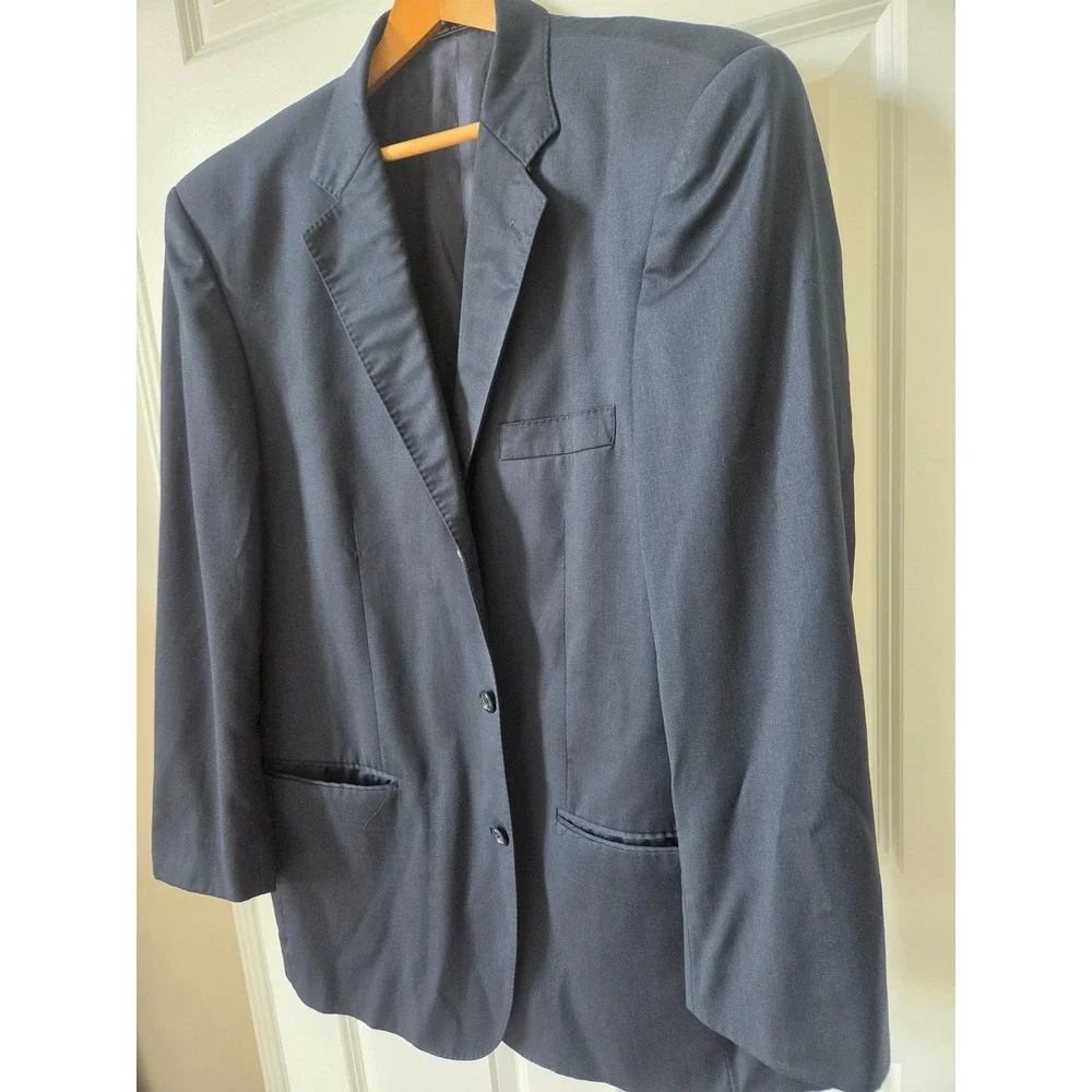 Made in Italy Naldini Super 120s Wool Sport Coat Blazer Mens 44R Navy Blue